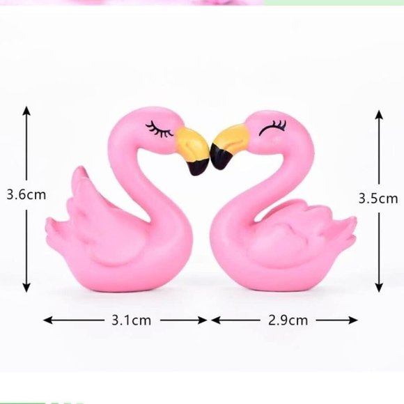 BLAPNK 10 Pieces Miniature Flamingo Figurine Easter Cupcake Toppers - Picture 3 of 4